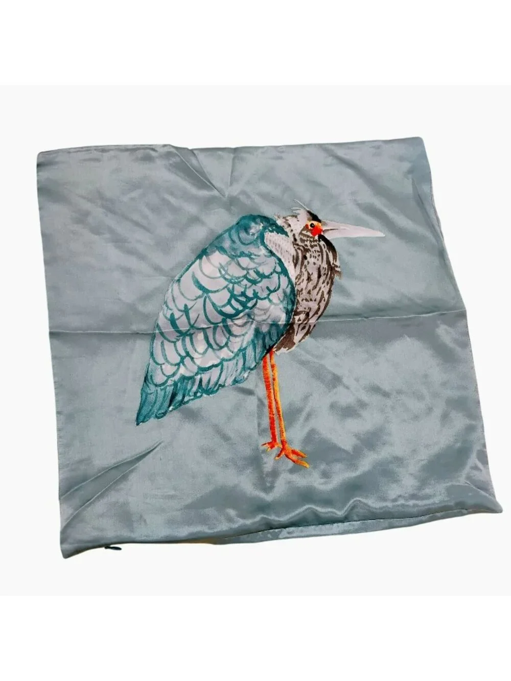 West Elm Blue Heron Silk Pillow Cover 18